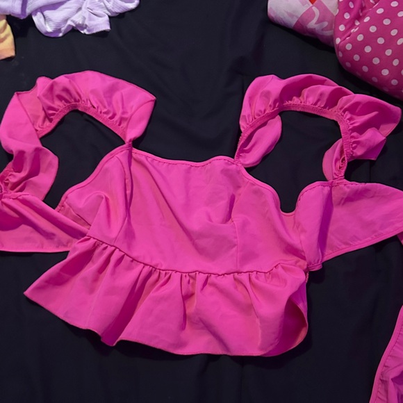 SHEIN Tops - SHEIN Bright Pink Ruffled Top